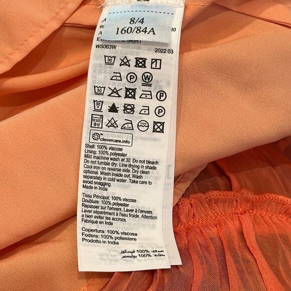 All Saints Eva Ombre Skirt, Sunburst Orange, Size 4 US - Picture 7 of 7